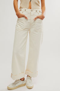 Thumbnail for Palmer Cuffed Jean Eggshell, Flare Denim by Free People | LIT Boutique