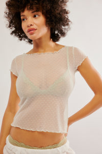 Thumbnail for On The Dot Baby Tee Lightest Sky, Short Tee by Free People | LIT Boutique