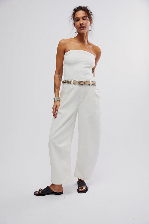 Je Suis Pret Barrel Jumpsuit White, Jumpsuit Dress by Free People | LIT Boutique