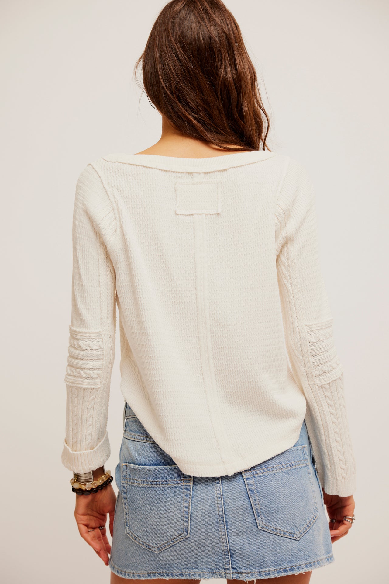 Swinging Cable Cuff Top Ivory, Long Blouse by Free People | LIT Boutique