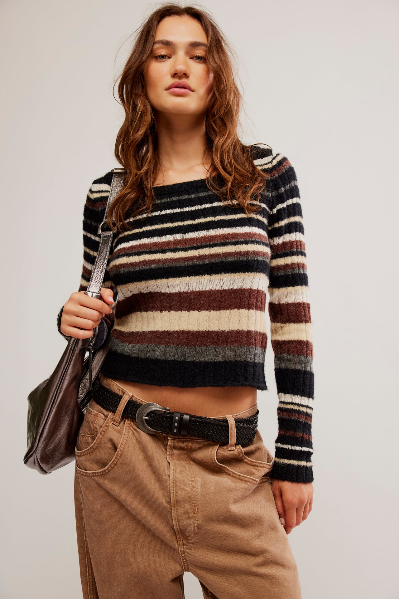 Lumen Stripe Pullover Black Combo, Sweater by Free People | LIT Boutique