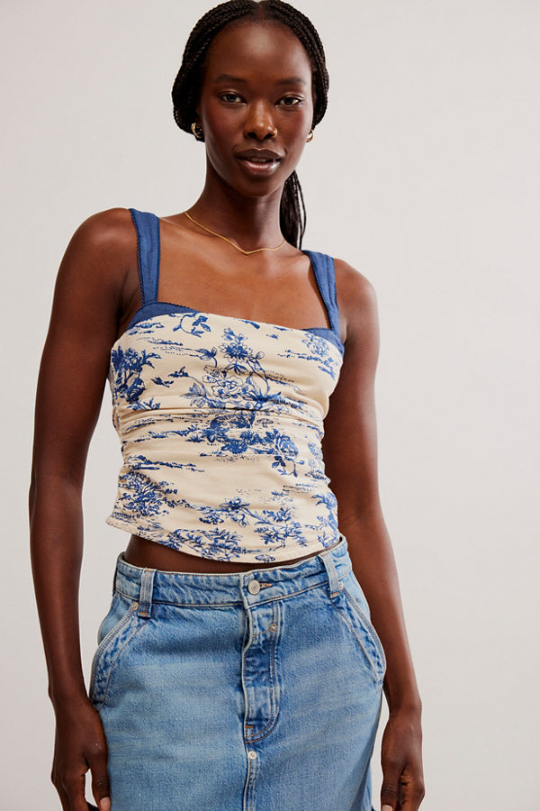 Printed 2 Tone Tank Ivory Combo, Tank Blouse by Free People | LIT Boutique