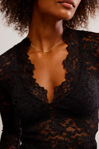 Thumbnail for All Day Lace Long Sleeve Black, Long Blouse by Free People | LIT Boutique