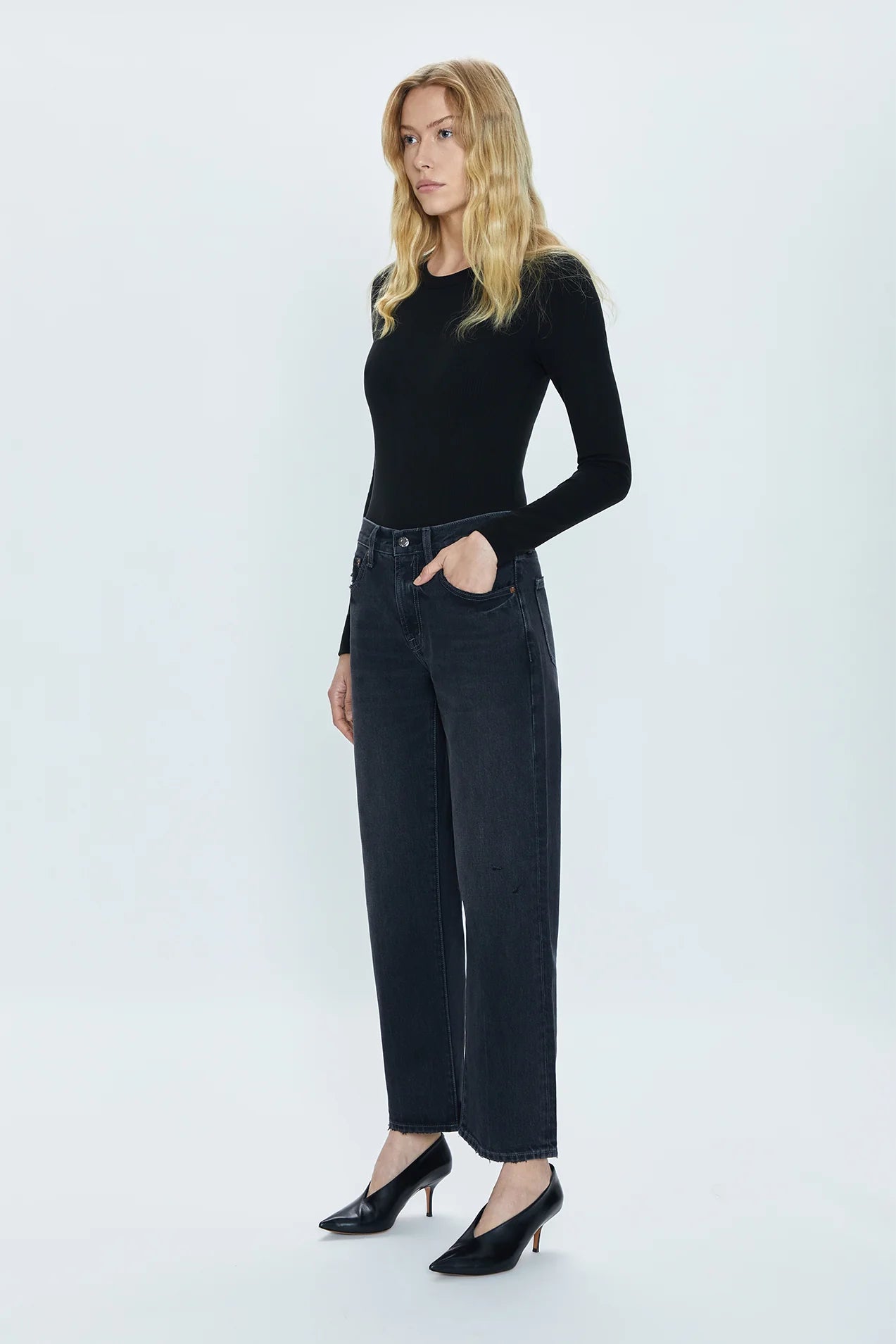 Lexi Mid Rise Bowed Straight Denim, Denim by Pistola | LIT Boutique