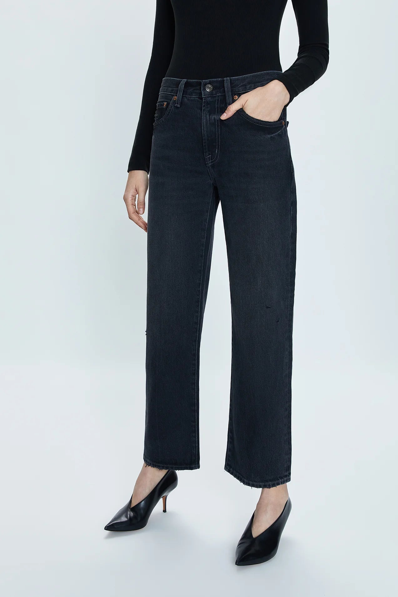 Lexi Mid Rise Bowed Straight Denim, Denim by Pistola | LIT Boutique