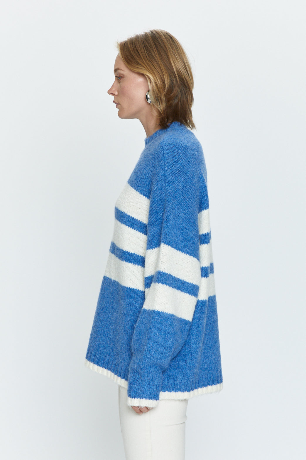 Carlen Oversized Blue Stripe Sweater, Sweater by Pistola | LIT Boutique