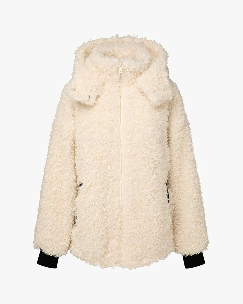 Sherpa Hooded Jacket Ivory, Coat Jacket by We Wore What | LIT Boutique