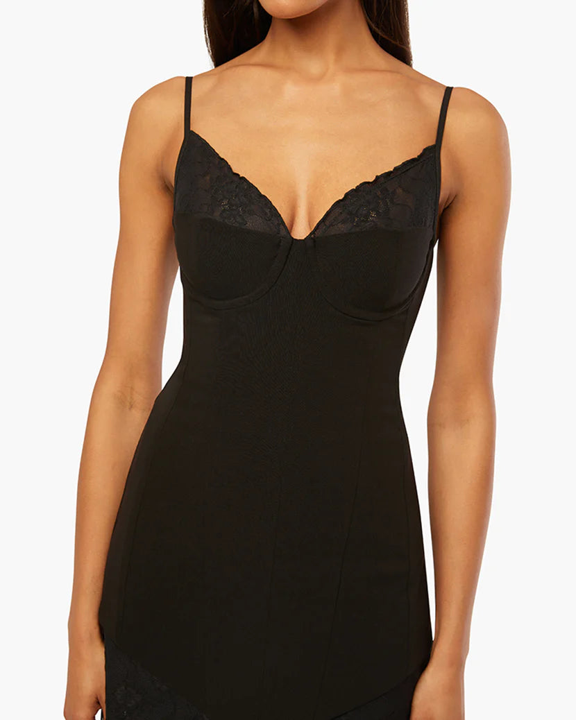 Lace Peplum Corset Mini Dress Black, Mini Dress by We Wore What | LIT Boutique