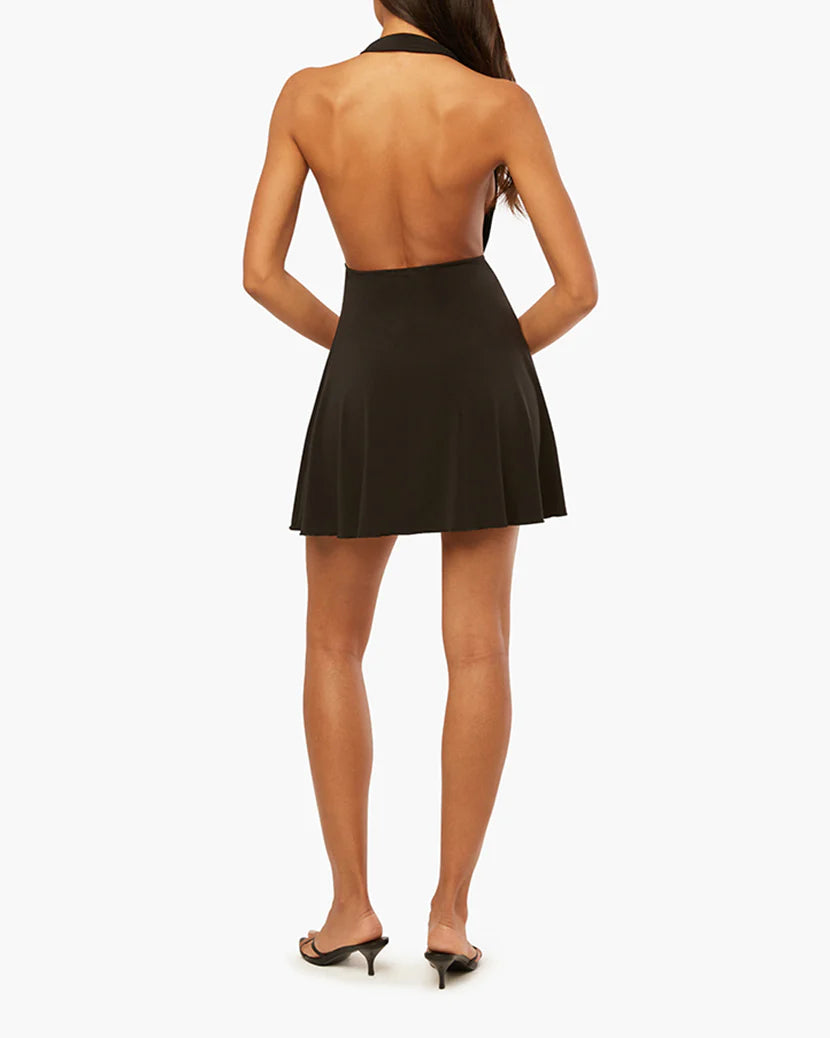 Halter Cowl Mini Dress Black, Mini Dress by We Wore What | LIT Boutique