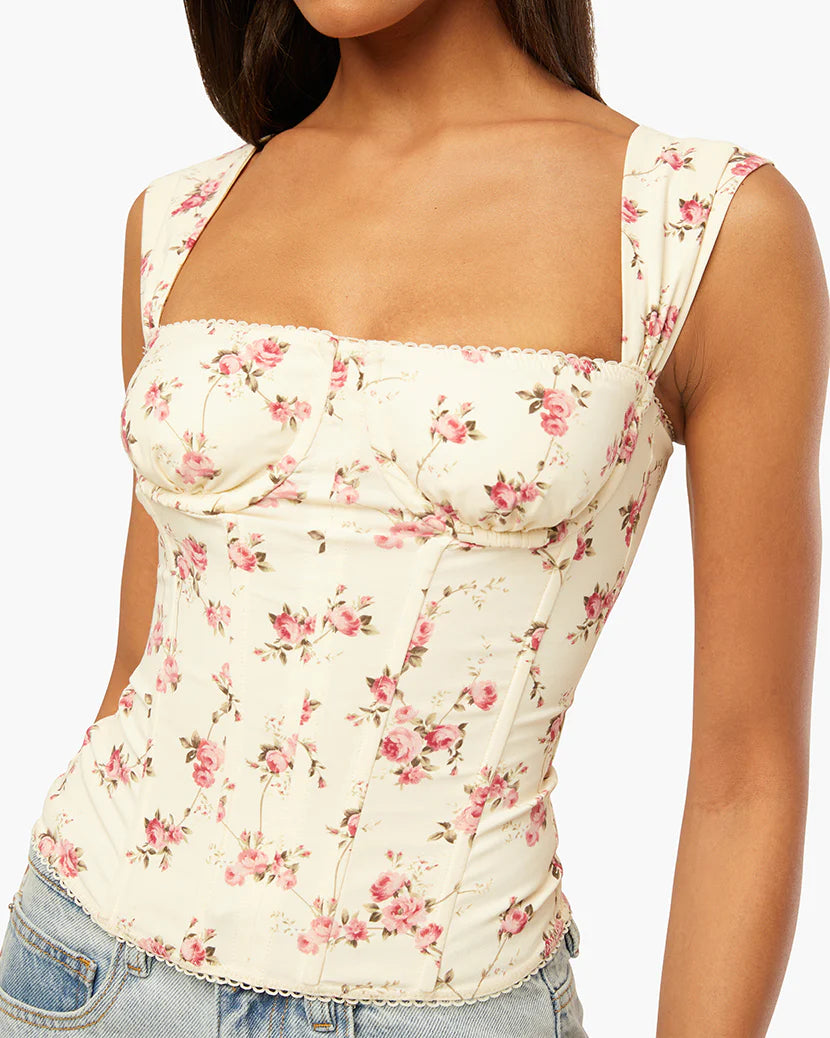 Ruched Cup Corset Vintage Rose, Tank Blouse by We Wore What | LIT Boutique