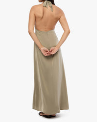 Thumbnail for Halter Deep V Maxi Plaza Taupe, Maxi Dress by We Wore What | LIT Boutique