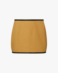 Thumbnail for Leather Trim Mini Skirt Warm Taupe Black, Mini Skirt by We Wore What | LIT Boutique