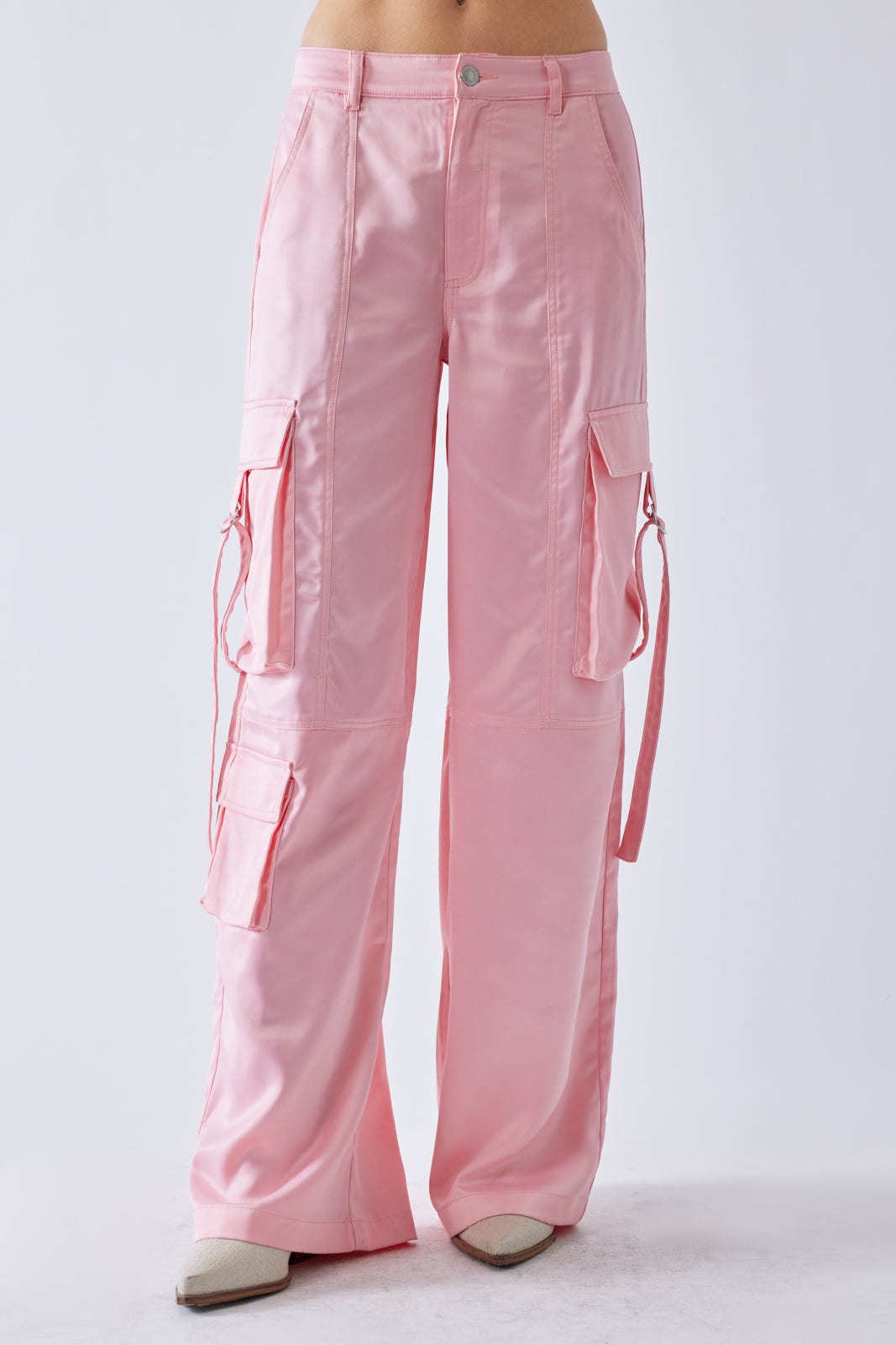 Hot Pink Woven Pocket High Waist Cargo Pants