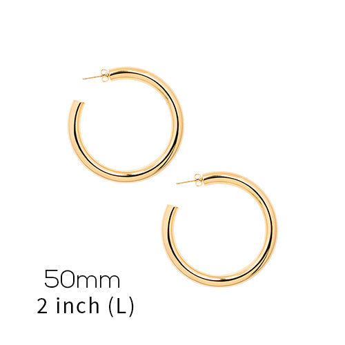 14kt gold dipped 50mm hollow hoop,  by Secret Box | LIT Boutique