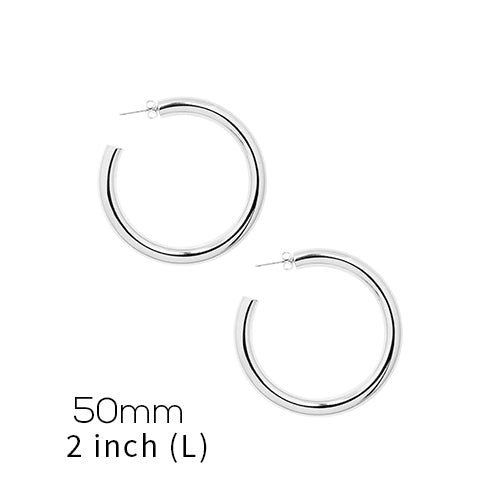 24kt white gold dipped 50mm hollow hoop,  by Secret Box | LIT Boutique