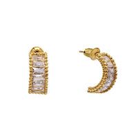 Thumbnail for 14k gold dip baguette ca paved hoop earring,  by Secret Box | LIT Boutique