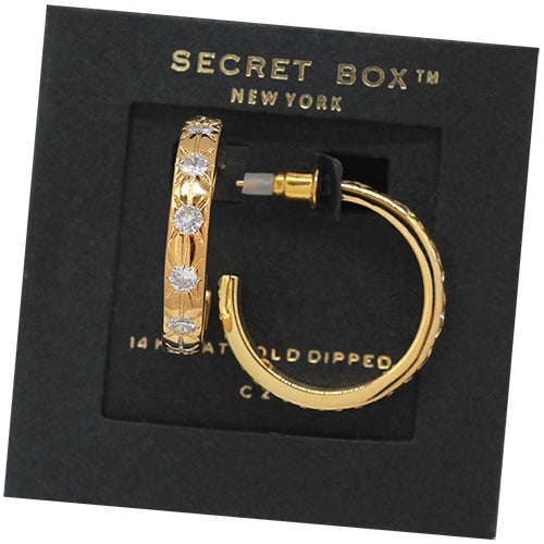 Gold dipped cz stud hoop,  by Secret Box | LIT Boutique