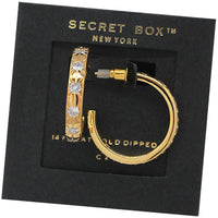 Thumbnail for Gold dipped cz stud hoop,  by Secret Box | LIT Boutique