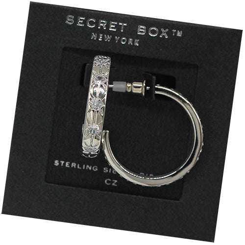 Silver dipped cz stud hoop,  by Secret Box | LIT Boutique