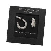 Thumbnail for Silver dipped paved tube hoop,  by Secret Box | LIT Boutique