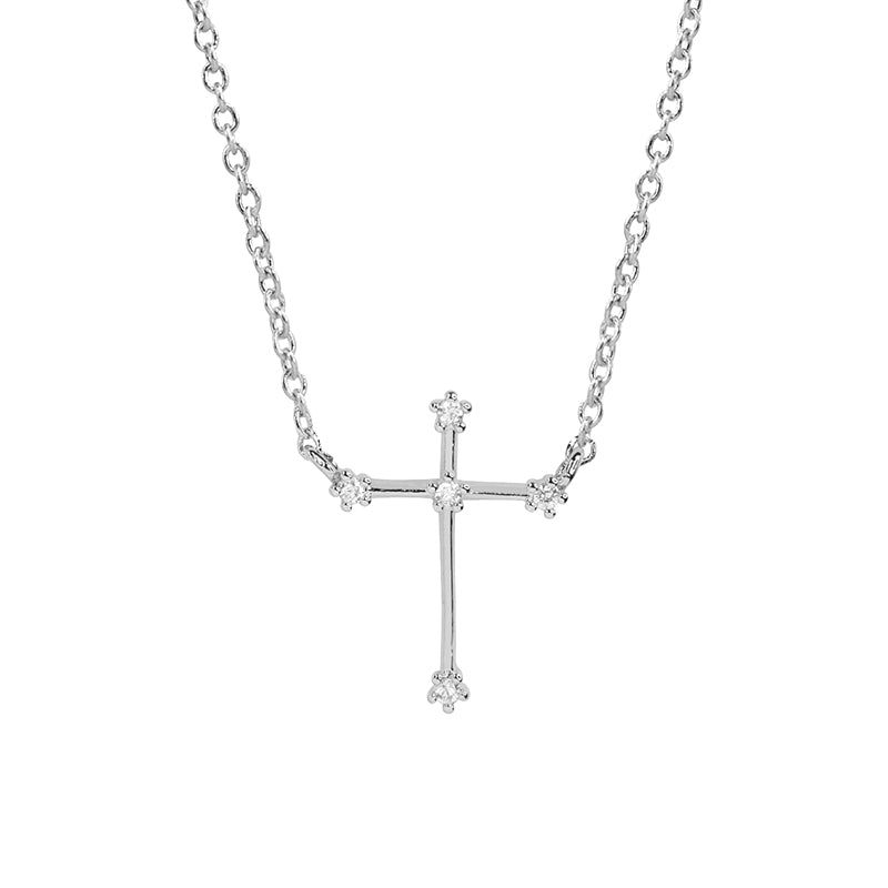 24k white gold dip cross cz necklace,  by Secret Box | LIT Boutique
