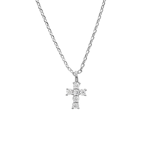 Silver dipped 3d cross cz pendant
necklace,  by Secret Box | LIT Boutique