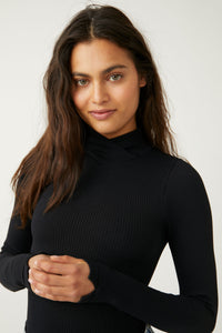 Thumbnail for XYZ Recycled Turtleneck Bodysuit Black, Bodysuit Tee by Free People | LIT Boutique
