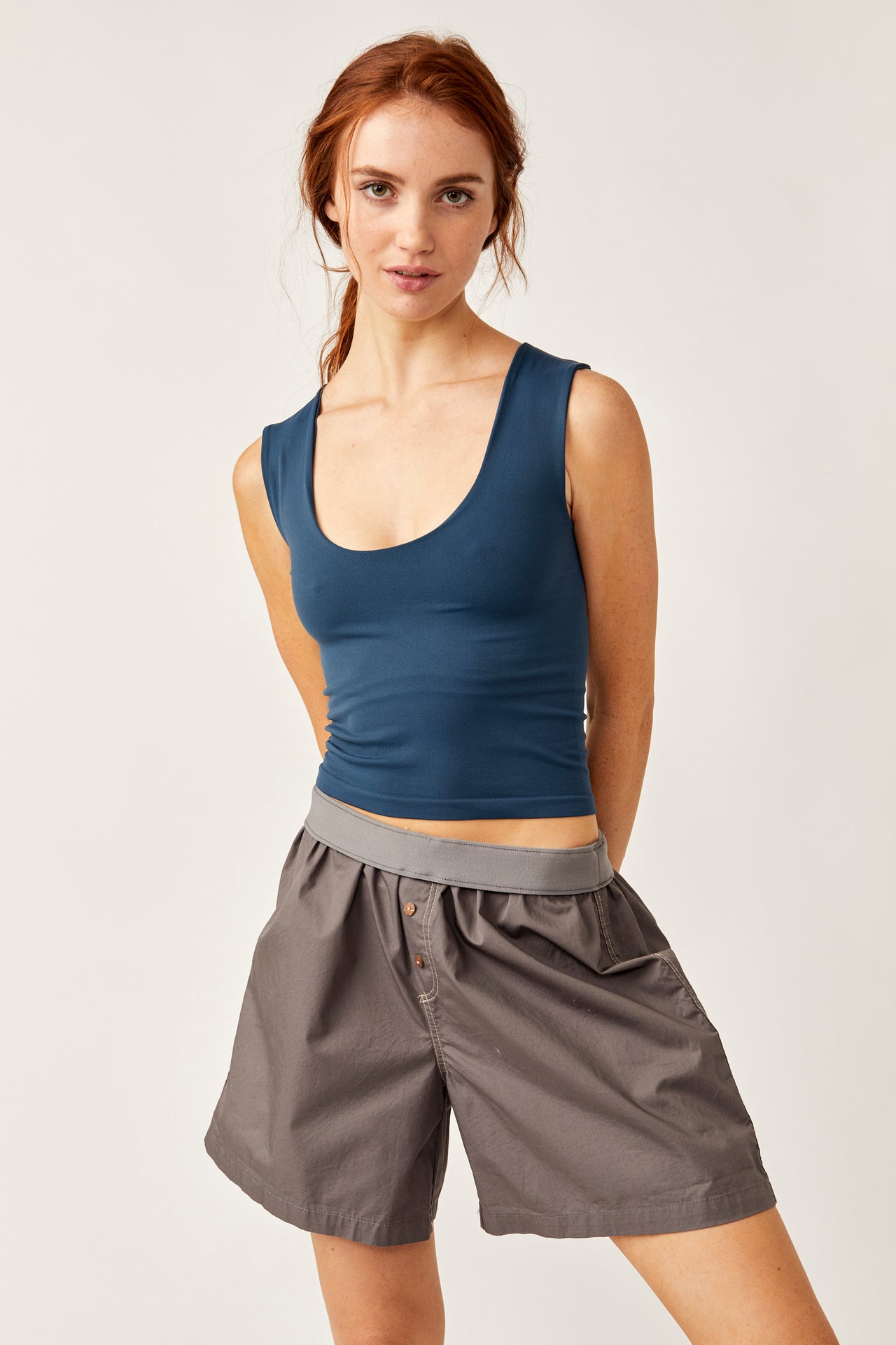 Clean Lines Muscle Cami Navy, Tank Tee by Free People | LIT Boutique