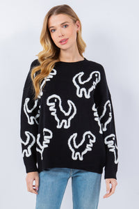 Thumbnail for Multi Black Dino Sweater, Sweater by Dreamers | LIT Boutique