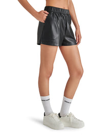 Thumbnail for Faux the Record Leather Shorts Black, Fabric Shorts by Steve Madden | LIT Boutique