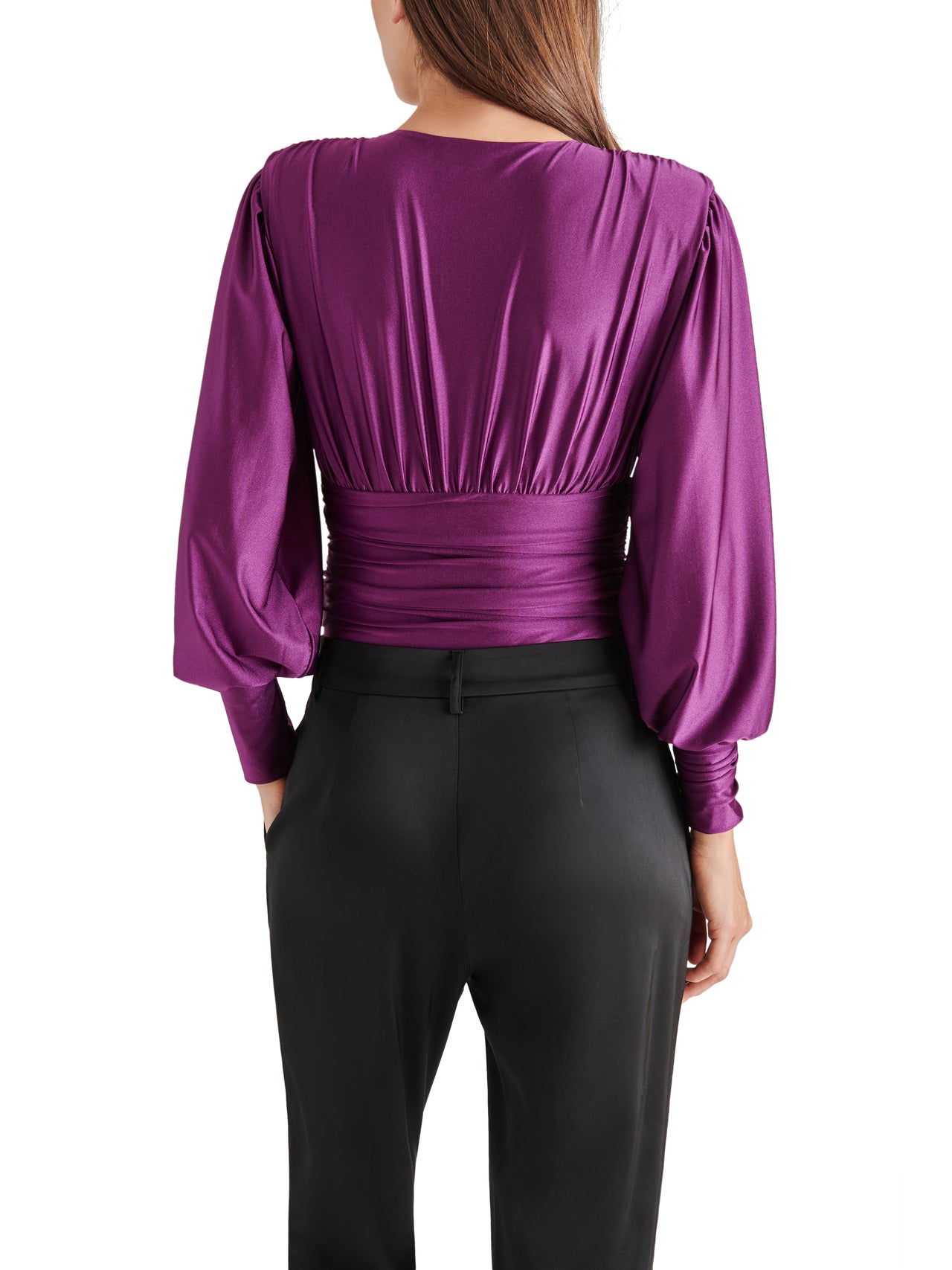 Kali Plum Long Sleeve Deep V Bodysuit, Long Blouse by Steve Madden | LIT Boutique