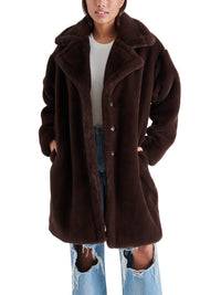 Thumbnail for Emery Oversized Faux Fur Coat Brown, Coat Jacket by Steve Madden | LIT Boutique