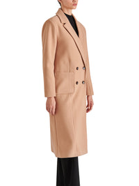 Thumbnail for Nell Camel Double Breasted Coat With Vegan Leather Collar, Coat Jacket by Steve Madden | LIT Boutique