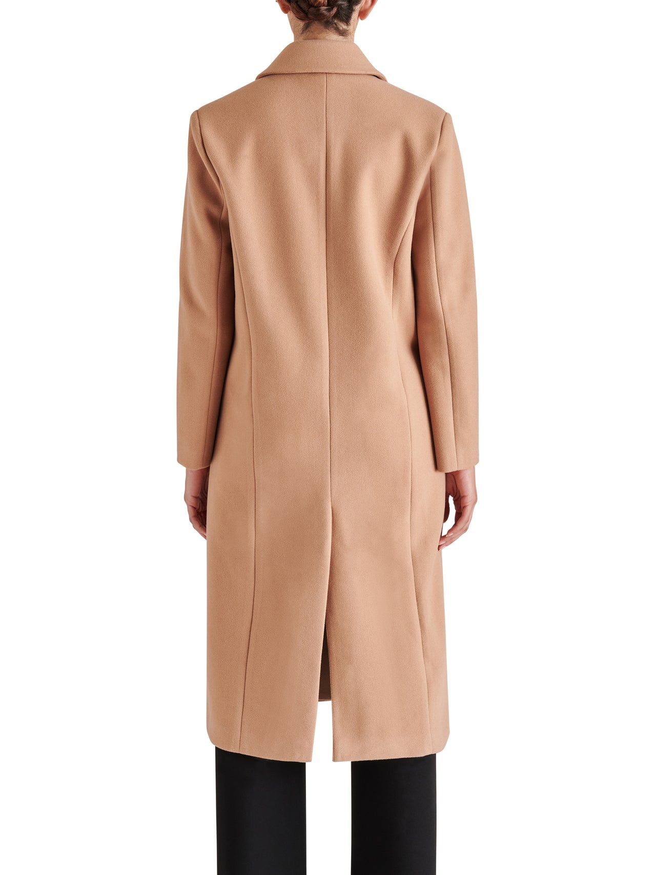 Nell Camel Double Breasted Coat With Vegan Leather Collar, Coat Jacket by Steve Madden | LIT Boutique