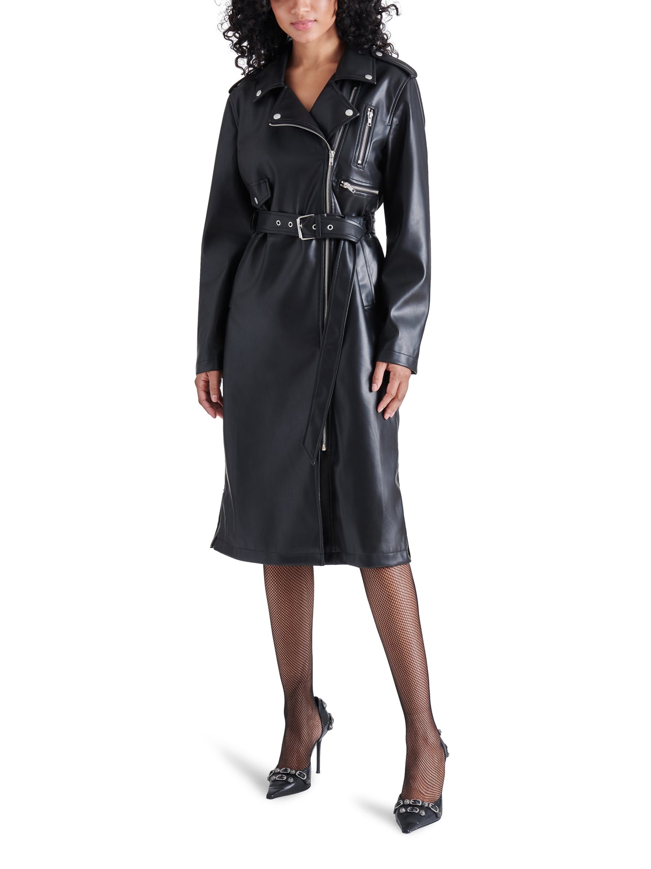 Kenna Long Leather Coat, Coat Jacket by Steve Madden | LIT Boutique