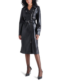 Thumbnail for Kenna Long Leather Coat, Coat Jacket by Steve Madden | LIT Boutique