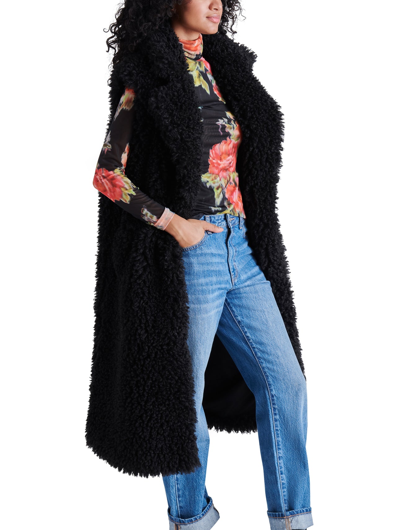 Giada Faux Mongolian Leather Fur Vest, Jacket by Steve Madden | LIT Boutique