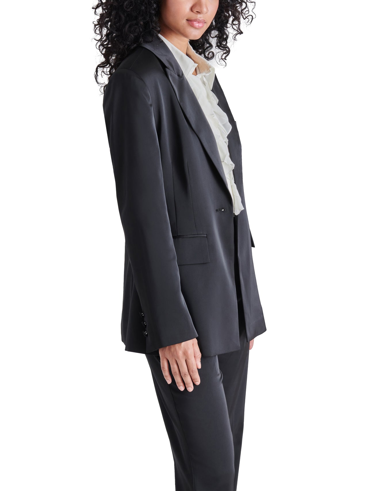 Misha Black Satin Blazer, Jacket by Steve Madden | LIT Boutique