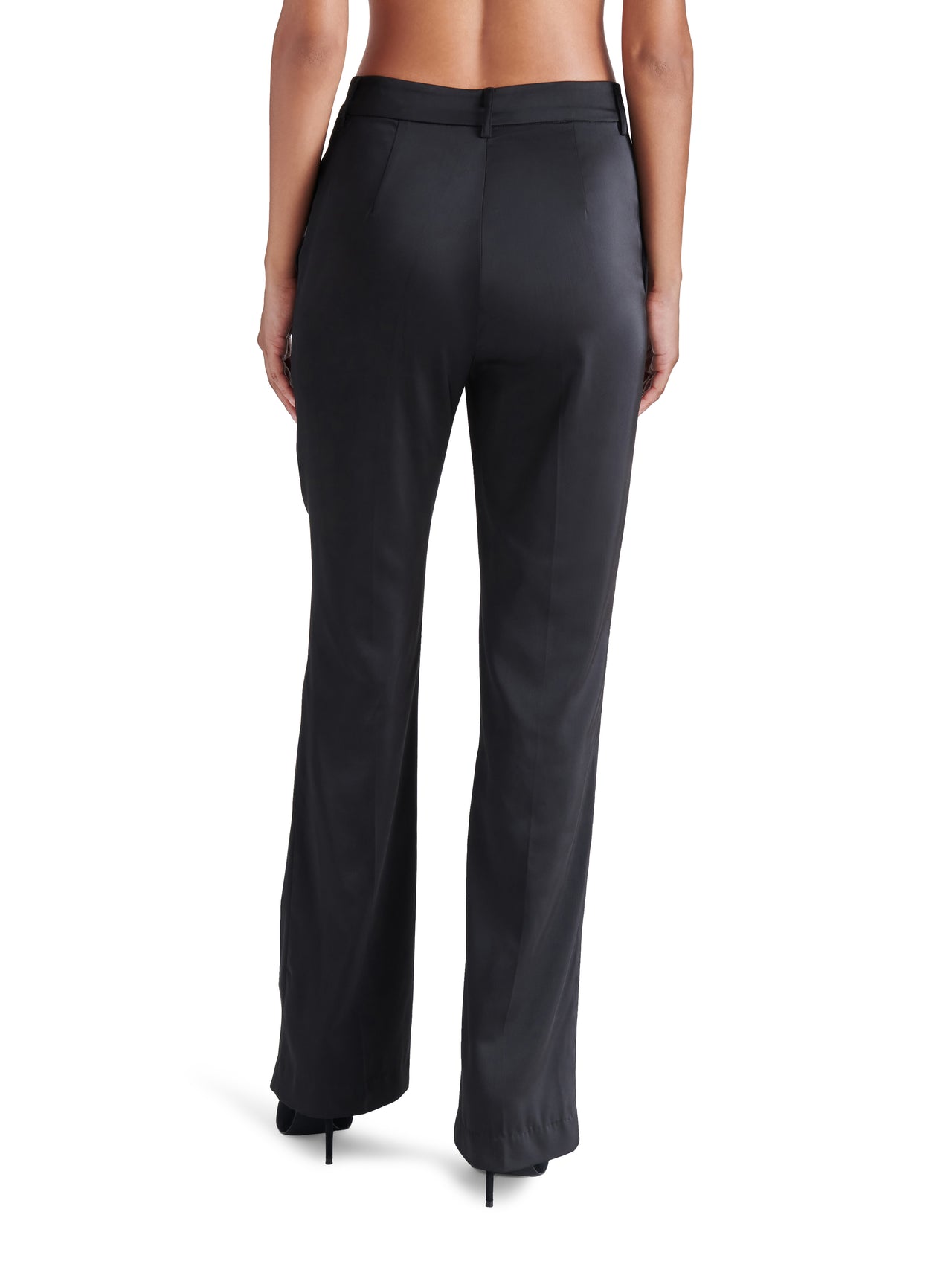 Mercer Black Satin Straight Leg Trouser Pant, Pant Bottom by Steve Madden | LIT Boutique