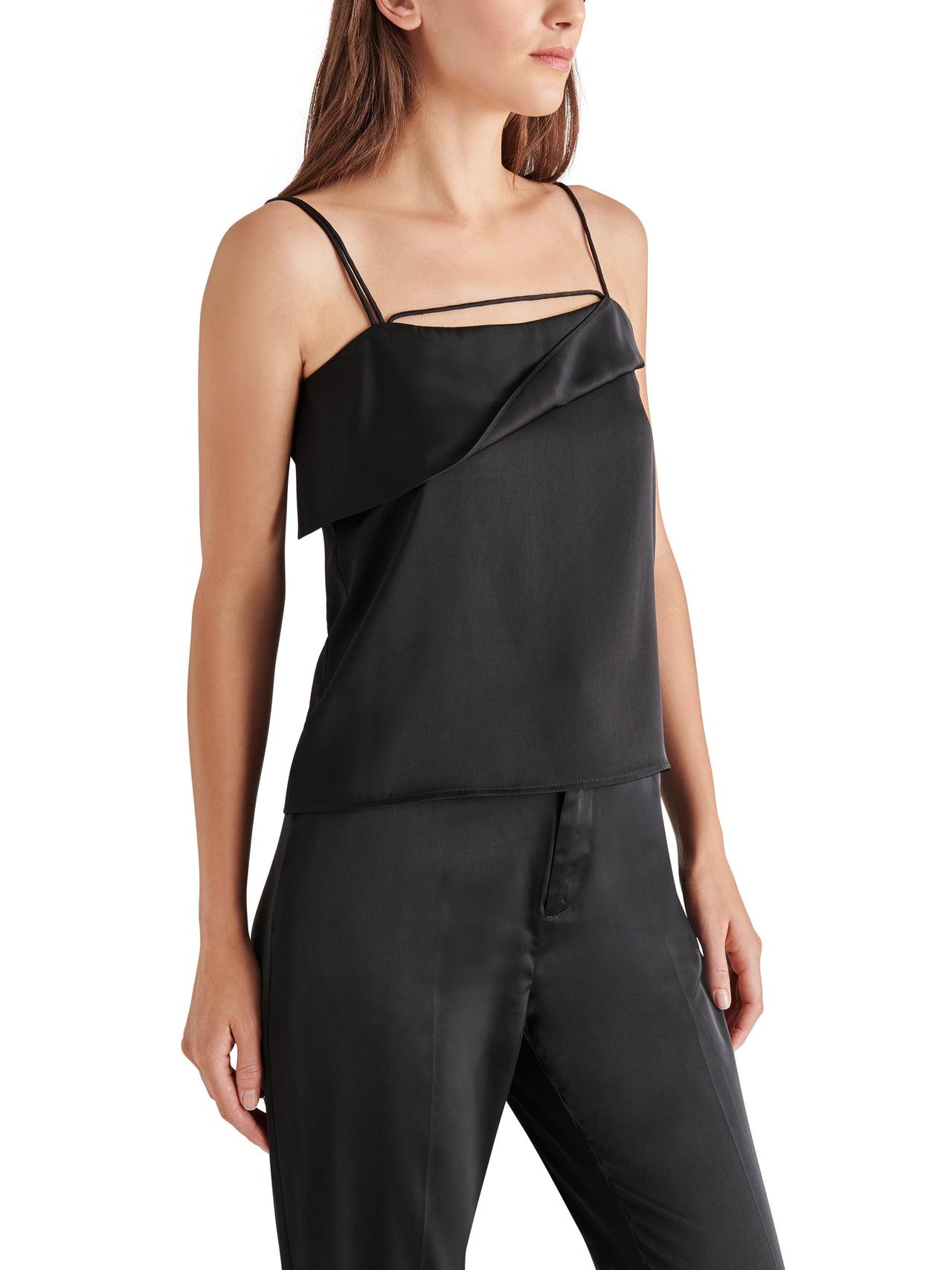 Everly Double Faced Satin Ruffle Tank, Tank Blouse by Steve Madden | LIT Boutique