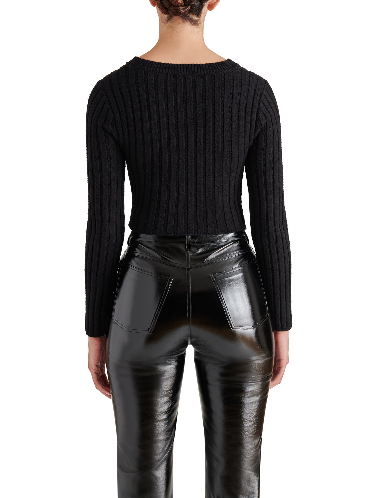 Melissa Black Asymmetric Ribbed Sweater, Sweater by Steve Madden | LIT Boutique