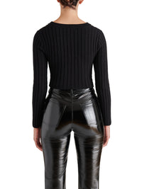 Thumbnail for Melissa Black Asymmetric Ribbed Sweater, Sweater by Steve Madden | LIT Boutique