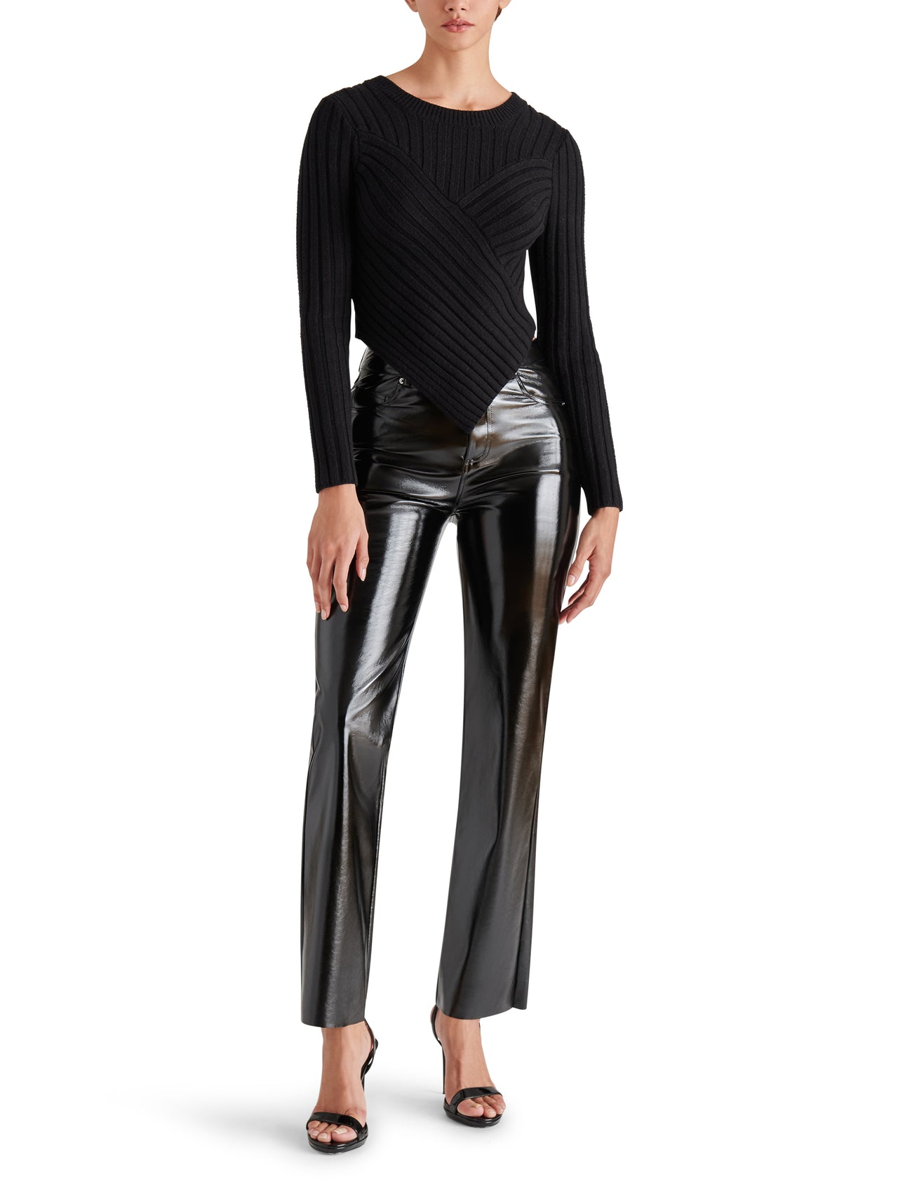 Loren Leather Straight Leg Pant Black, Pant Bottom by Steve Madden | LIT Boutique