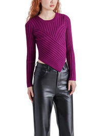 Thumbnail for Melissa Plum Asymmetric Ribbed Sweater, Sweater by Steve Madden | LIT Boutique