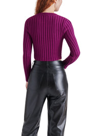Thumbnail for Melissa Plum Asymmetric Ribbed Sweater, Sweater by Steve Madden | LIT Boutique