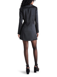 Thumbnail for Jasper Black Satin Wrap Front Blazer Dress, Mini Dress by Steve Madden | LIT Boutique