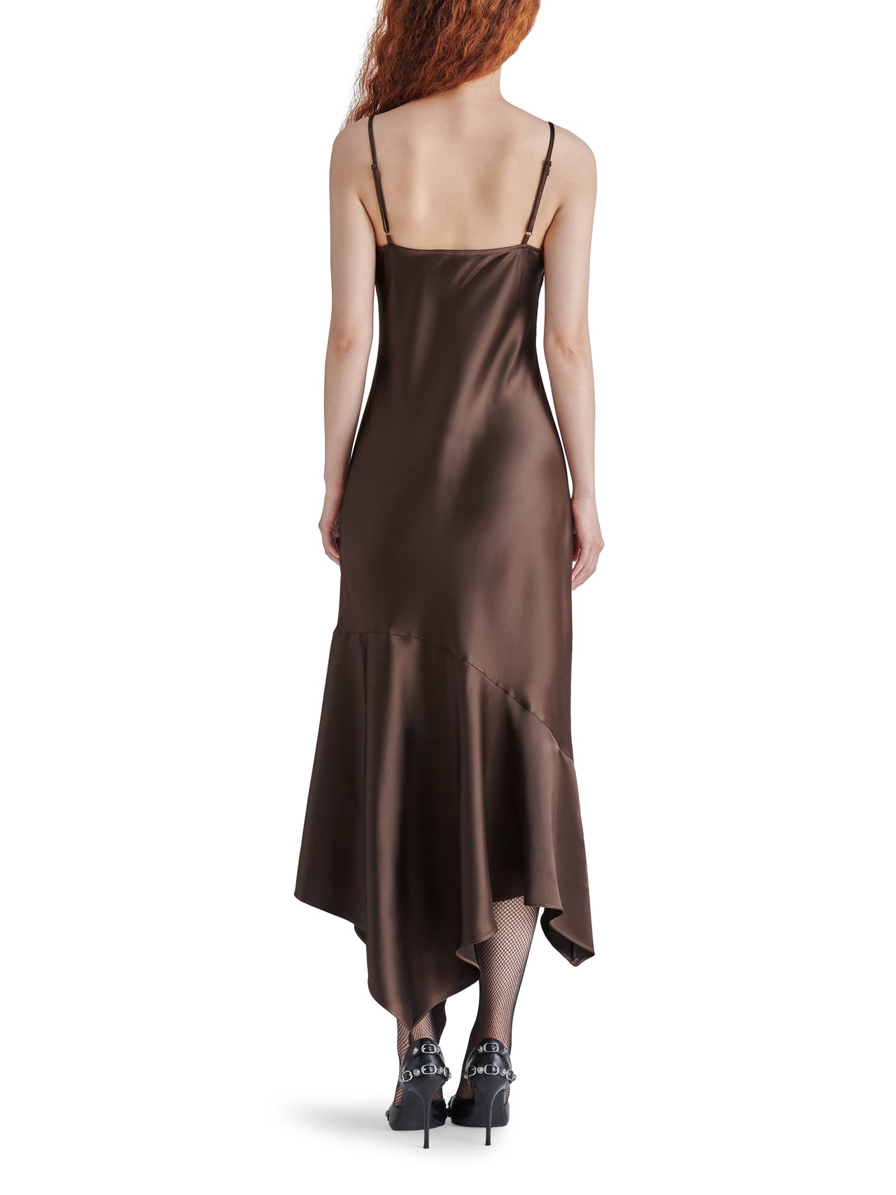 Lucille Satin Slip Dress With Asymmetrical Hem, Mini Dress by Steve Madden | LIT Boutique