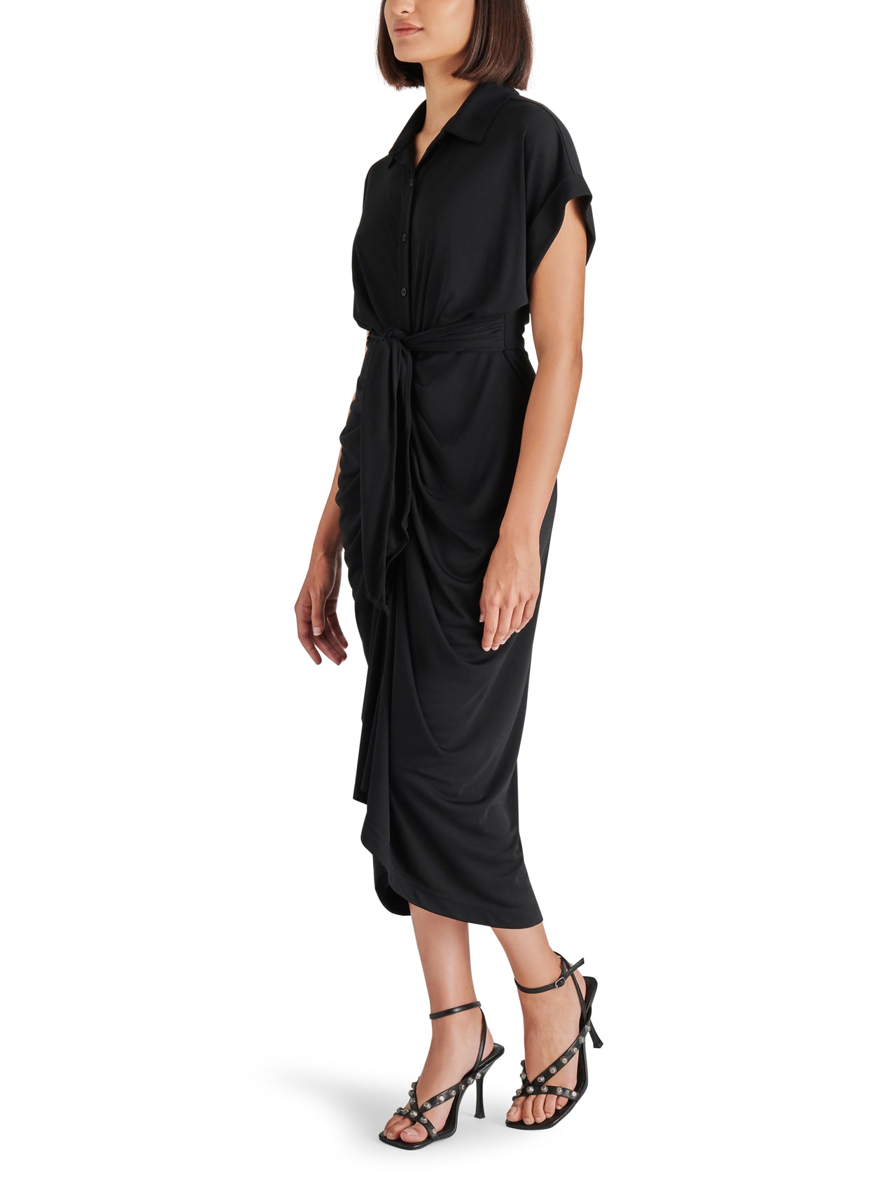 Tori Knit Short Sleeve Black Dress, Maxi Dress by Steve Madden | LIT Boutique
