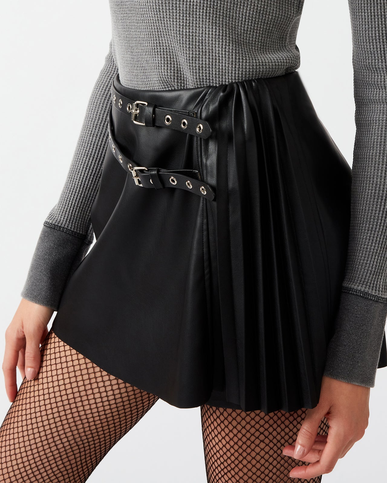 Savina Vegan Leather Skort, Mini Skirt by Steve Madden | LIT Boutique