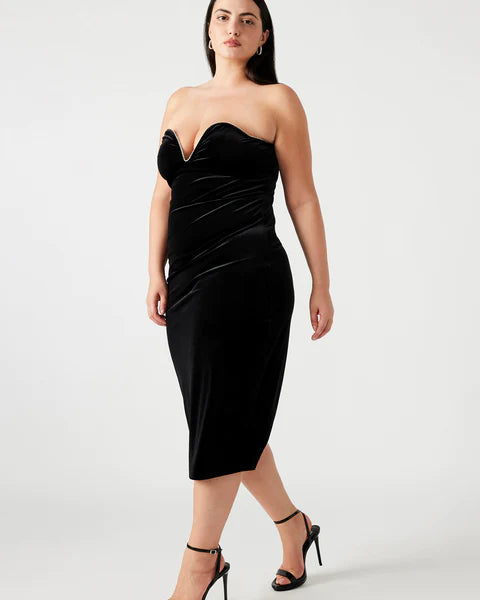 Charlene Dress Black, Midi Dress by Steve Madden | LIT Boutique